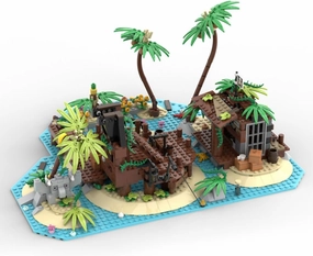 Modular Medieval Themes Building Kit, Pirate Island of Barracuda Bay Bricks Model Assembly Toy Sets, Creative MOC Home Decor Building Blocks for Adults (736PCS)