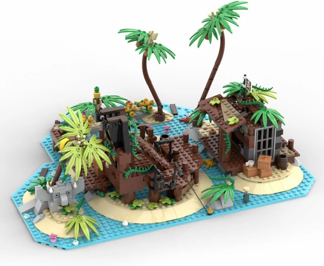 Modular Medieval Themes Building Kit, Pirate Island of Barracuda Bay Bricks Model Assembly Toy Sets, Creative MOC Home Decor Building Blocks for Adults (736PCS)