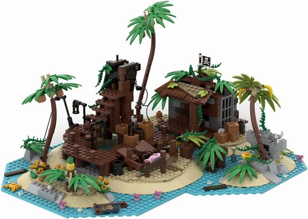 Modular Medieval Themes Building Kit, Pirate Island of Barracuda Bay Bricks Model Assembly Toy Sets, Creative MOC Home Decor Building Blocks for Adults (736PCS)