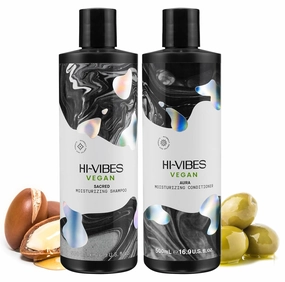 MOEHAIR Hi-Vibes Argan Oil Shampoo and Conditioner | Infused With Avocado, Sunflower, and Coconut Oils | Cleans and Nourishes Hair | Vegan Shampoo and Conditioner Set | Sulfate & Paraben Free, 16.9 Oz