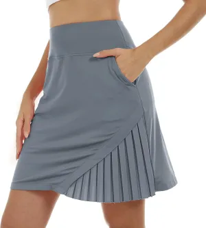 MoFiz Women's 20" Knee Length Golf Skorts Athletic Skirts Summer Casual Active Workout Sports Tennis Skirt with 4 Pockets