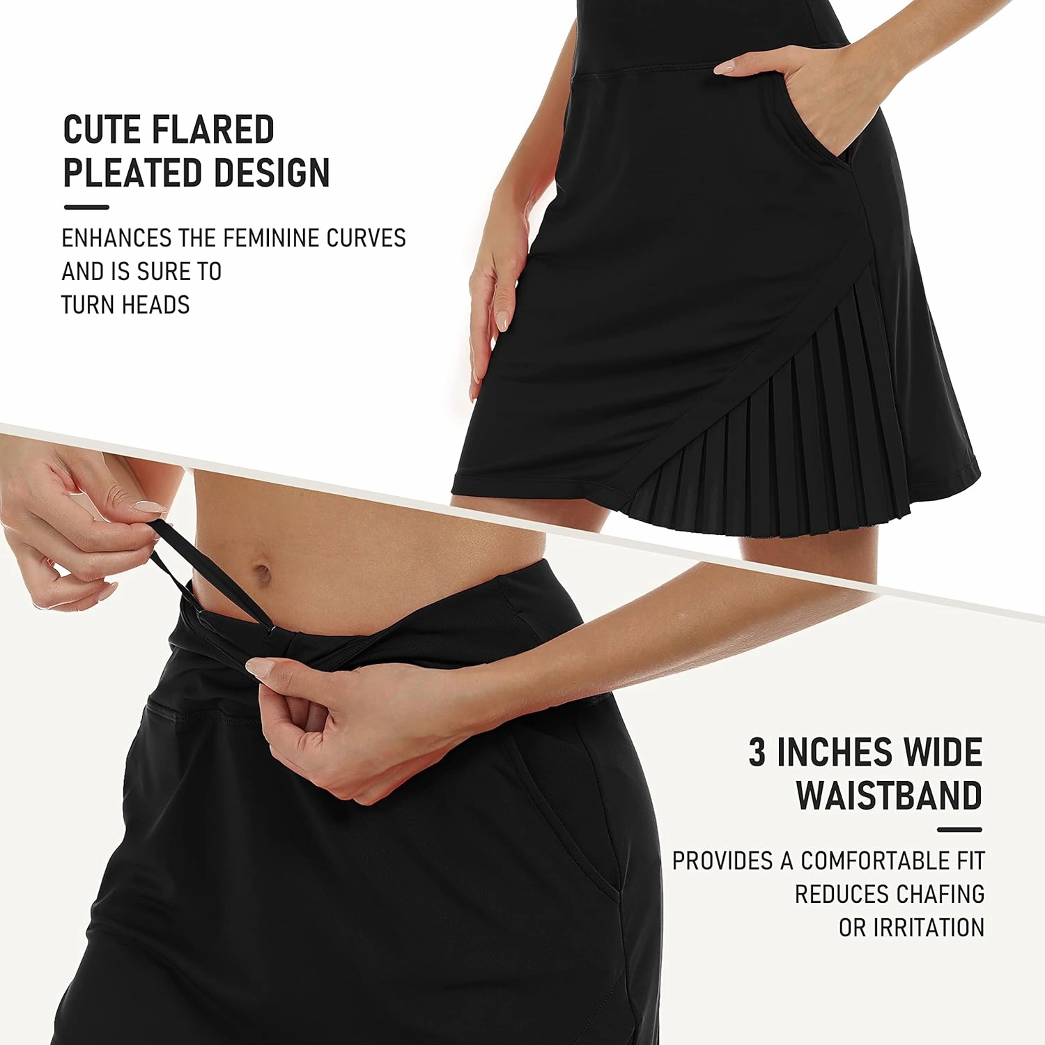 MoFiz Women's 20" Knee Length Golf Skorts Athletic Skirts Summer Casual Active Workout Sports Tennis Skirt with 4 Pockets