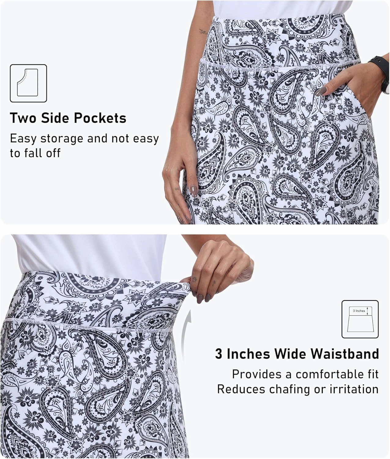 MoFiz Women's 20" Knee Length Golf Skorts Athletic Skirts Summer Casual Active Workout Sports Tennis Skirt with 4 Pockets