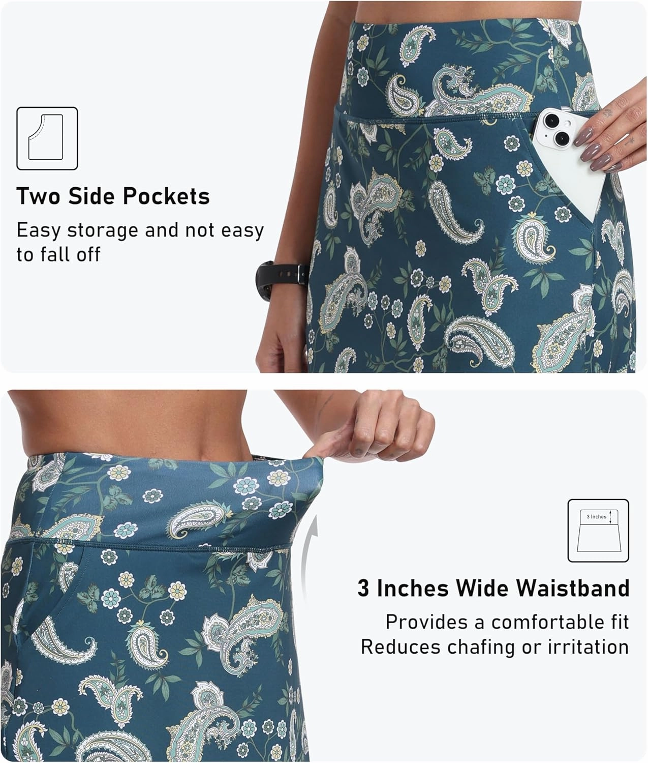 MoFiz Women's 20" Knee Length Golf Skorts Athletic Skirts Summer Casual Active Workout Sports Tennis Skirt with 4 Pockets