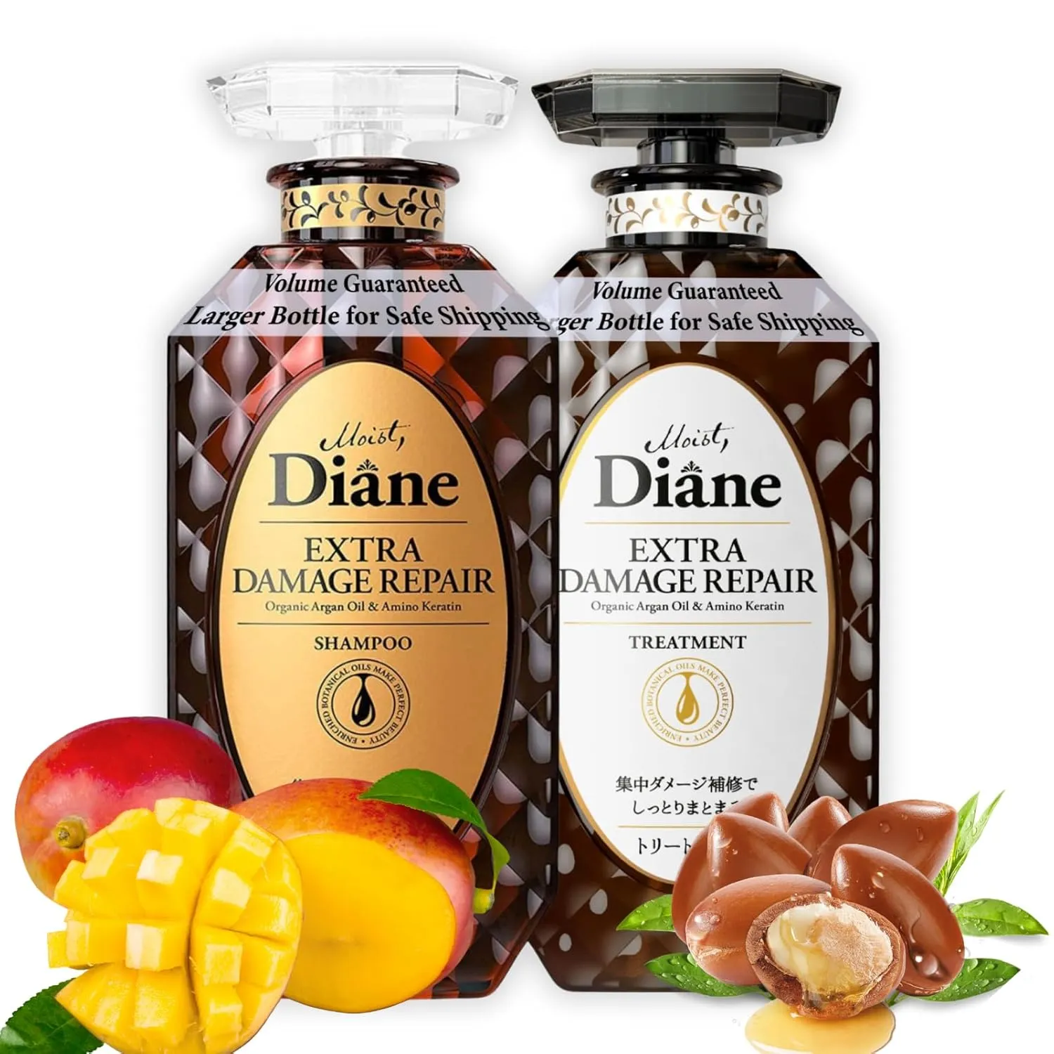 Moist Diane Sulfate Free Shampoo and Conditioner Set for Damaged Hair, Keratin Shampoo & Conditioner for Women & Men with Argan Oil & Collagen from Japan, Silicone Free, DAMAGE REPAIR 30.4 Fl Oz