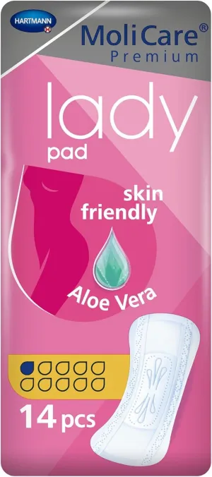 MoliCare Premium Lady Bladder Control Pads - Disposable, Hypoallergenic, Skin-Friendly, Light Absorbency - One Size Fits Most, 3 in x 8 1/2 in, 14 Count, 12 Packs, 168 Total