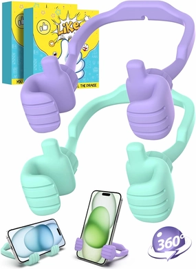 Mom Gifts for Mothers Day From Daughter Son Kids Cell Phone Stand: 2 Pack UPGRADE Adjustable Thumbs Up Lazy Phone Holder for Desk Fun Birthday Gifts for Grandma Teens Girls Boys Adults Women Wife