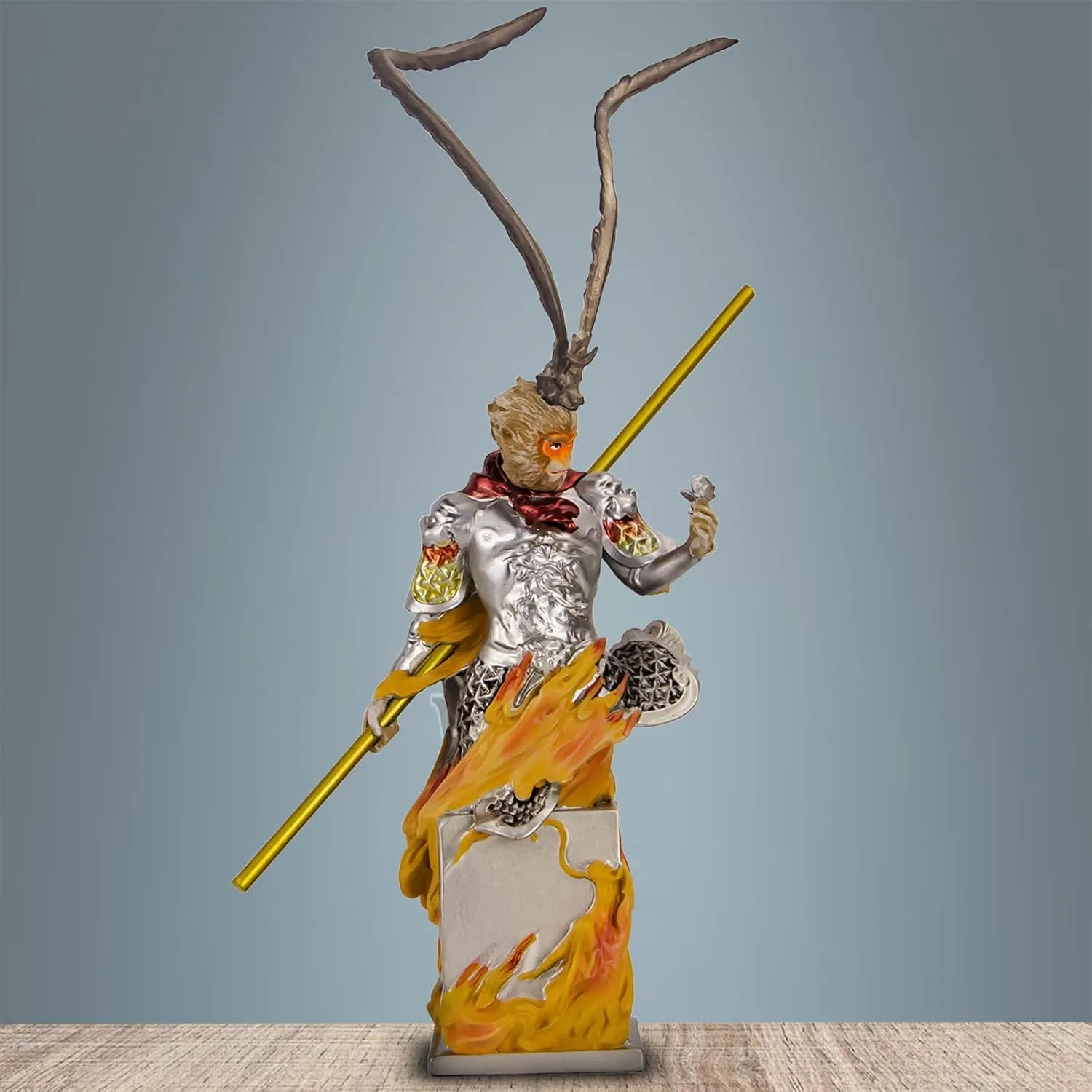 Monkey King Statue, Sun Wukong Action Figures Journey to The West Buddha Monk Sculpture, Resin Wukong Action Ornaments for Home Car Office Decoration Best Collectible Figures