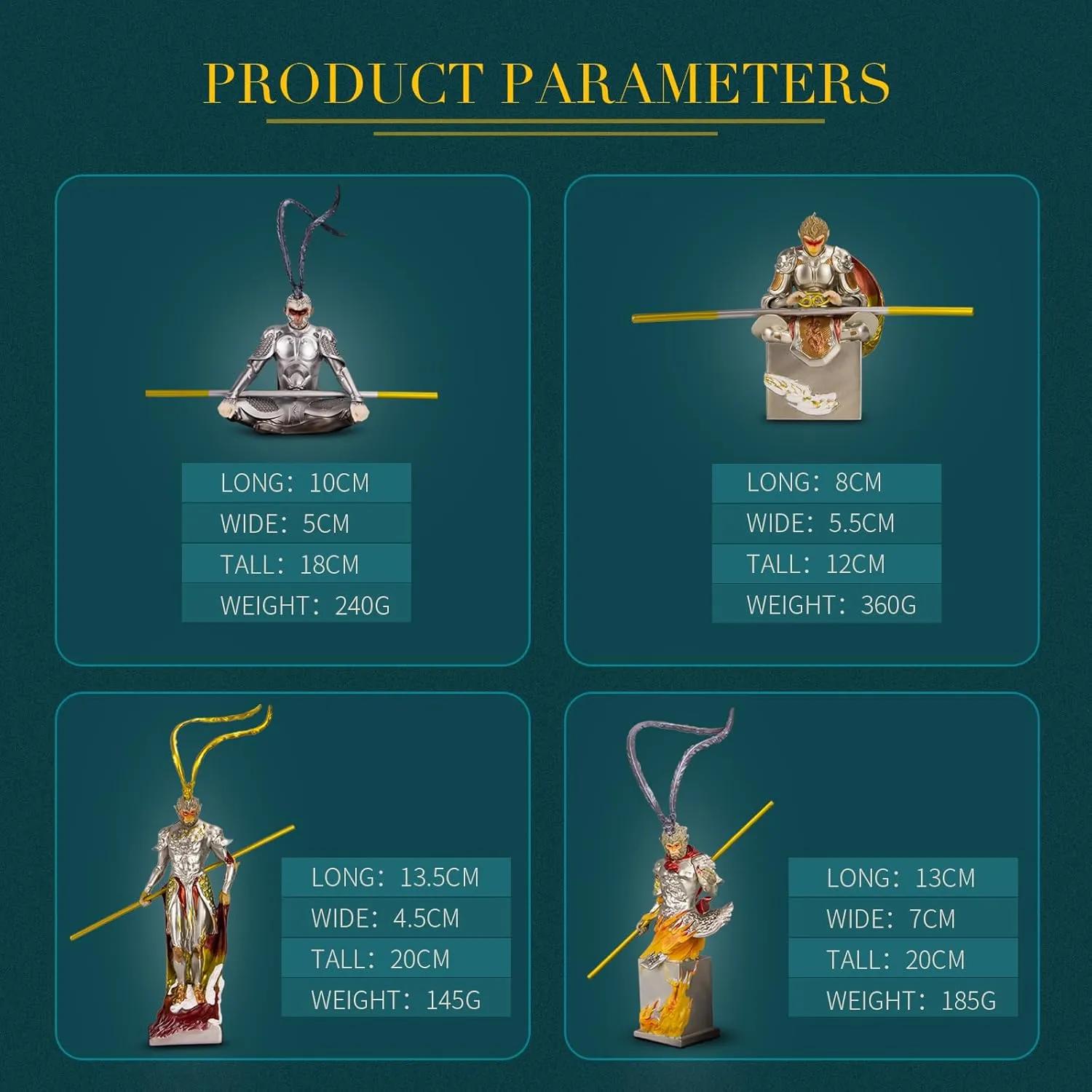 Monkey King Statue, Sun Wukong Action Figures Journey to The West Buddha Monk Sculpture, Resin Wukong Action Ornaments for Home Car Office Decoration Best Collectible Figures