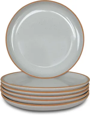 Mora Ceramic Plates Set, 7.8 in - Set of 6 - The Dessert, Salad, Appetizer, Small Dinner etc Plate. Microwave, Oven, and Dishwasher Safe, Scratch Resistant. Kitchen Porcelain Dish - Earl Grey