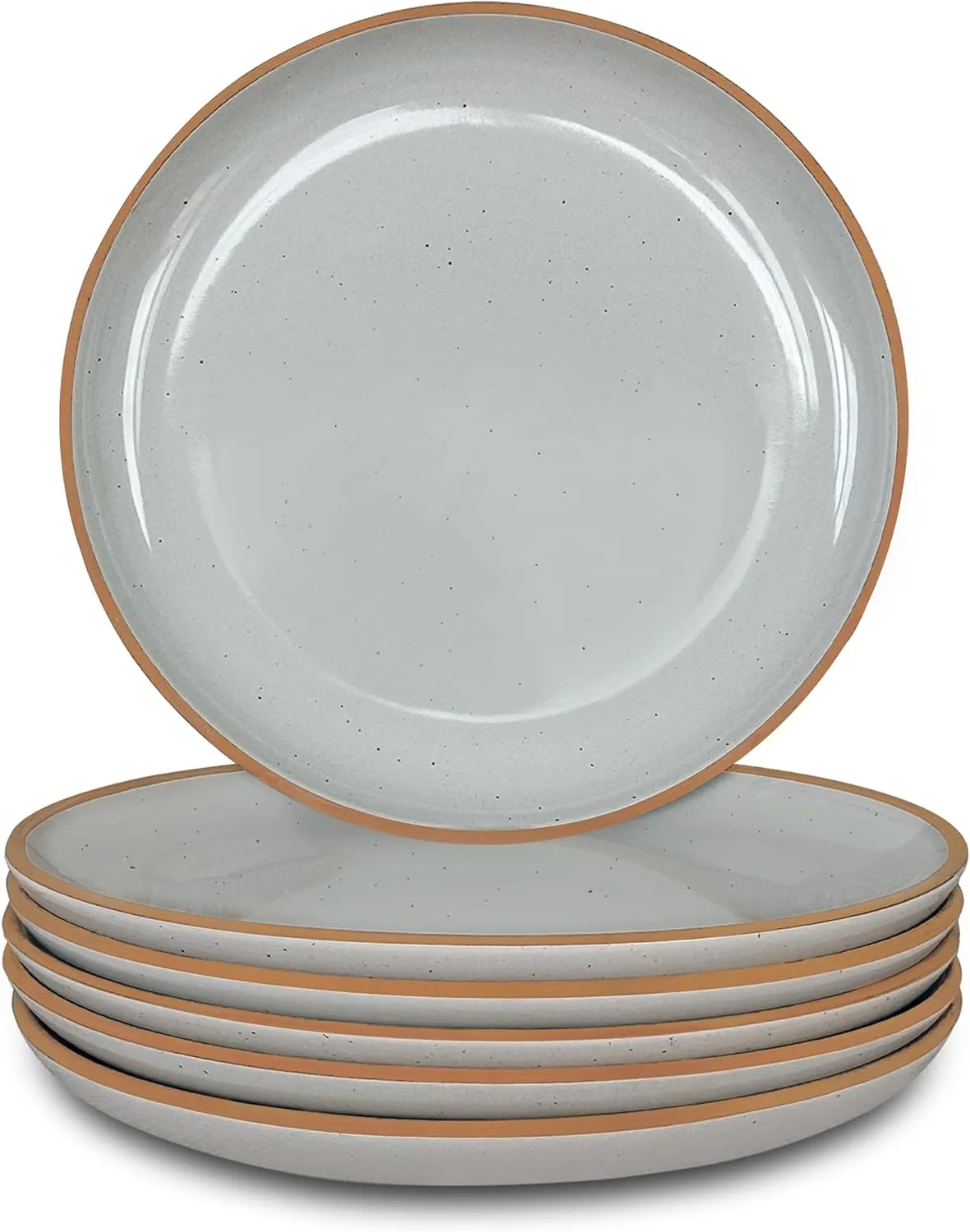 Mora Ceramic Plates Set, 7.8 in - Set of 6 - The Dessert, Salad, Appetizer, Small Dinner etc Plate. Microwave, Oven, and Dishwasher Safe, Scratch Resistant. Kitchen Porcelain Dish - Earl Grey