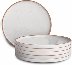 Mora 10.5-inch Porcelain Dinner Plate Set of 6 - Microwave/Oven/Dishwasher Safe, Scratch Resistant, Vanilla White