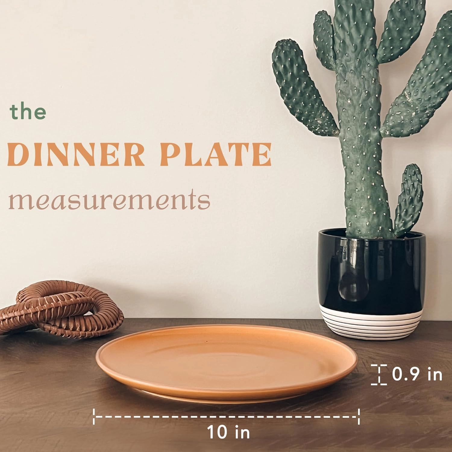 Mora Ceramic Artisan Matte Dinner Plates Set of 6, 10 inch Dish Set - Microwave, Oven, and Dishwasher Safe, Scratch Resistant, Modern Rustic Dinnerware- Kitchen Porcelain Serving Dishes