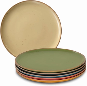 Mora Ceramic Artisan Matte Dinner Plates Set of 6, 10 inch Dish Set - Microwave, Oven, and Dishwasher Safe, Scratch Resistant, Modern Rustic Dinnerware- Kitchen Porcelain Serving Dishes