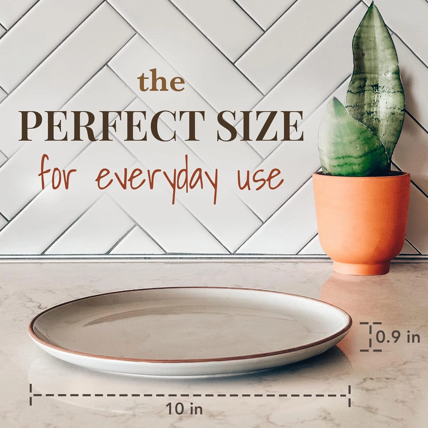 Mora Ceramic Dinner Plates Set of 6, 10 inch Dish Set - Microwave, Oven, and Dishwasher Safe, Scratch Resistant, Modern Rustic Dinnerware- Kitchen Porcelain Serving Dishes - Earl Grey