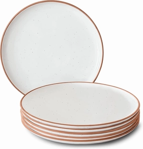 Mora Ceramic Dinner Plates Set of 6, 10 inch Dish Set - Microwave, Oven, and Dishwasher Safe, Scratch Resistant, Modern Rustic Dinnerware- Kitchen Porcelain Serving Dishes - Vanilla White