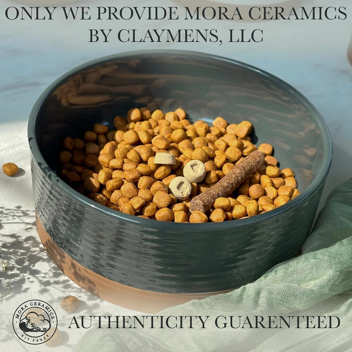Mora Ceramic Pet Bowl Size Large - Food/Water Dish for Large Dogs, Cats, Great Dane, Mastiff, ect. 50oz or 8 Cups - Basic Bowls for Your Large Dog or Cat, Mix and Match for a Set - Charcoal