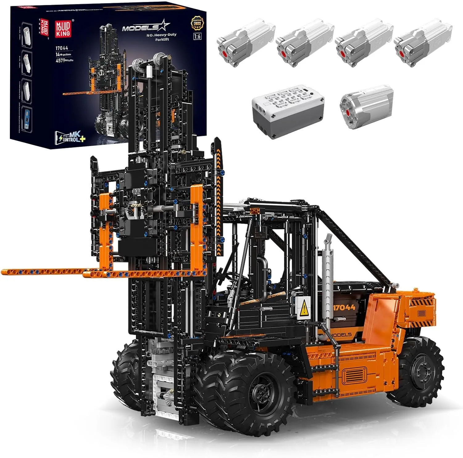 Mould King 17044 Heavy-Duty Forklift Truck Building Block Kit, MOC Construction Machinery Building Block Set, RC Shelf Lifted Truck for Adult, 4579 Pieces