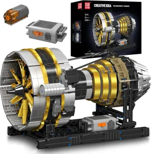Mould King City Aircraft Engine Building Kit - Turbojet Engine Model That Runs with Battery - Mechanical Science Education STEM Toy (2256 PCS)