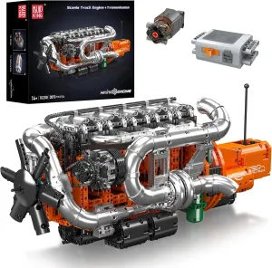 Mould King Heavy Truck Engine with Transmission, Engine Model Kit That Runs, Engines Building Blocks Set for Adults with Battery and Motor, STEM Toy for Children Kids Boys Girls (3236 PCS)