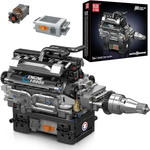 Mould King V12 Engine Building Blocks Set, 10205 Engine Model That Runs, Mini Engine Build Kit for Adults with Battery Box and Motor, Engineering Construction STEM Toy for Children Boys Girl(733 Pcs)