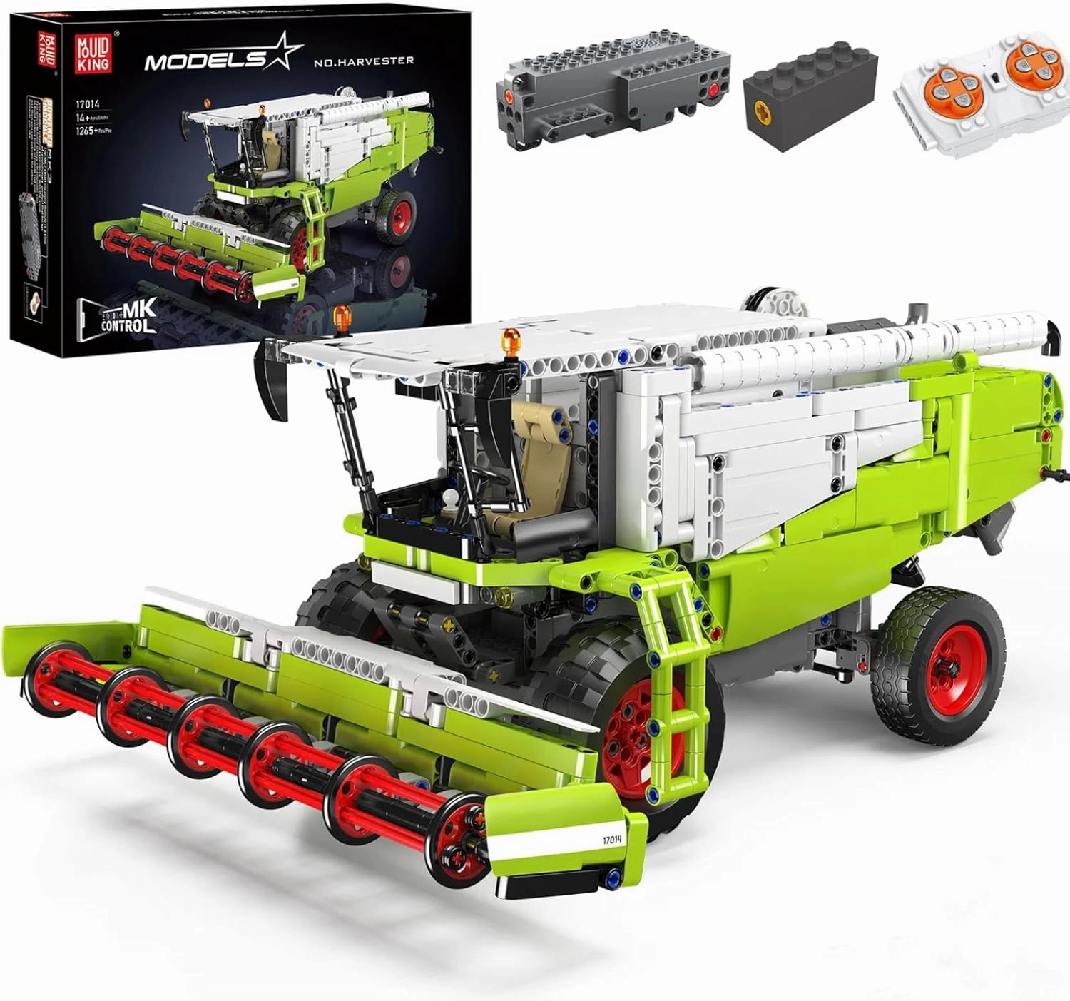 Mould King 17014 Wheat Harvester Building Block Set, Tractor Toy Building Kit for Kids/Adults, 1265 PCS Farm Truck Construction Vehicles Set