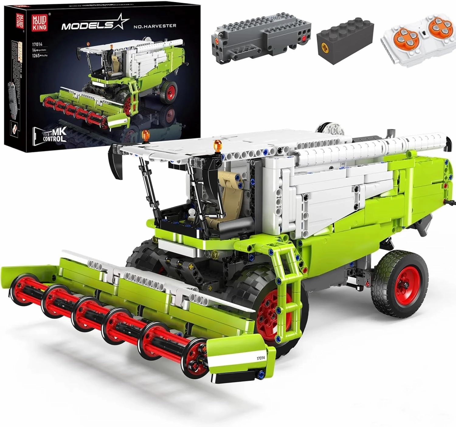Mould King 17014 Wheat Harvester Building Block Set, Tractor Toy Building Kit for Kids/Adults, 1265 PCS Farm Truck Construction Vehicles Set
