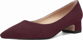 MOVINSTEPS Womens Dating Slip On Suede Dress Pointed Toe Chunky Low Heel Pumps Shoes 1.5 Inch