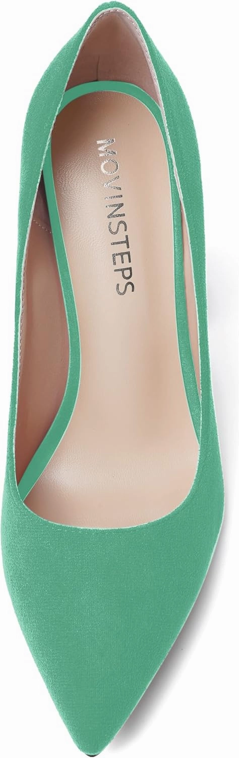 MOVINSTEPS Womens Dating Slip On Suede Dress Pointed Toe Chunky Low Heel Pumps Shoes 1.5 Inch