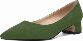 MOVINSTEPS Womens Dating Slip On Suede Dress Pointed Toe Chunky Low Heel Pumps Shoes 1.5 Inch