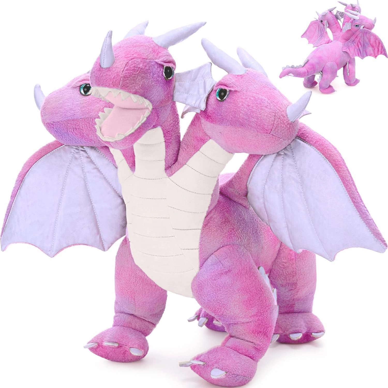 Muiteiur 3-Heads Dragon Stuffed Animal,21.6 inch Soft Dragon Plush with Wings, Cute Stuffed Toy for Baby Kids Girls Boys, Great Gift