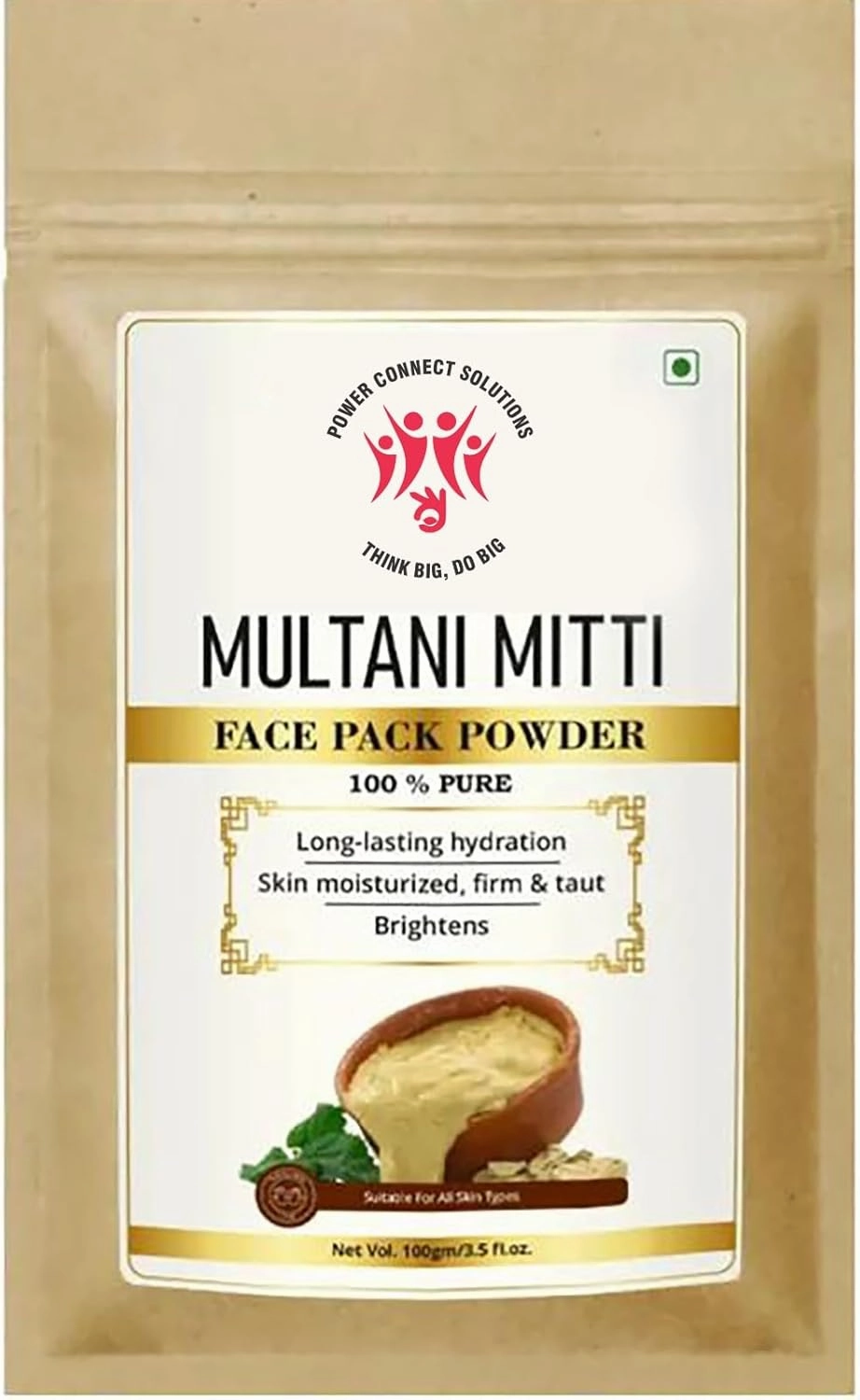 Multani Mitti Face Pack Powder – 100% Pure Natural Clay | Deep Cleansing, Oil Control, Skin Brightening & Hydrating Mask | Suitable for All Skin Types | Natural Face Pack (100 Gram(Pack of 1))