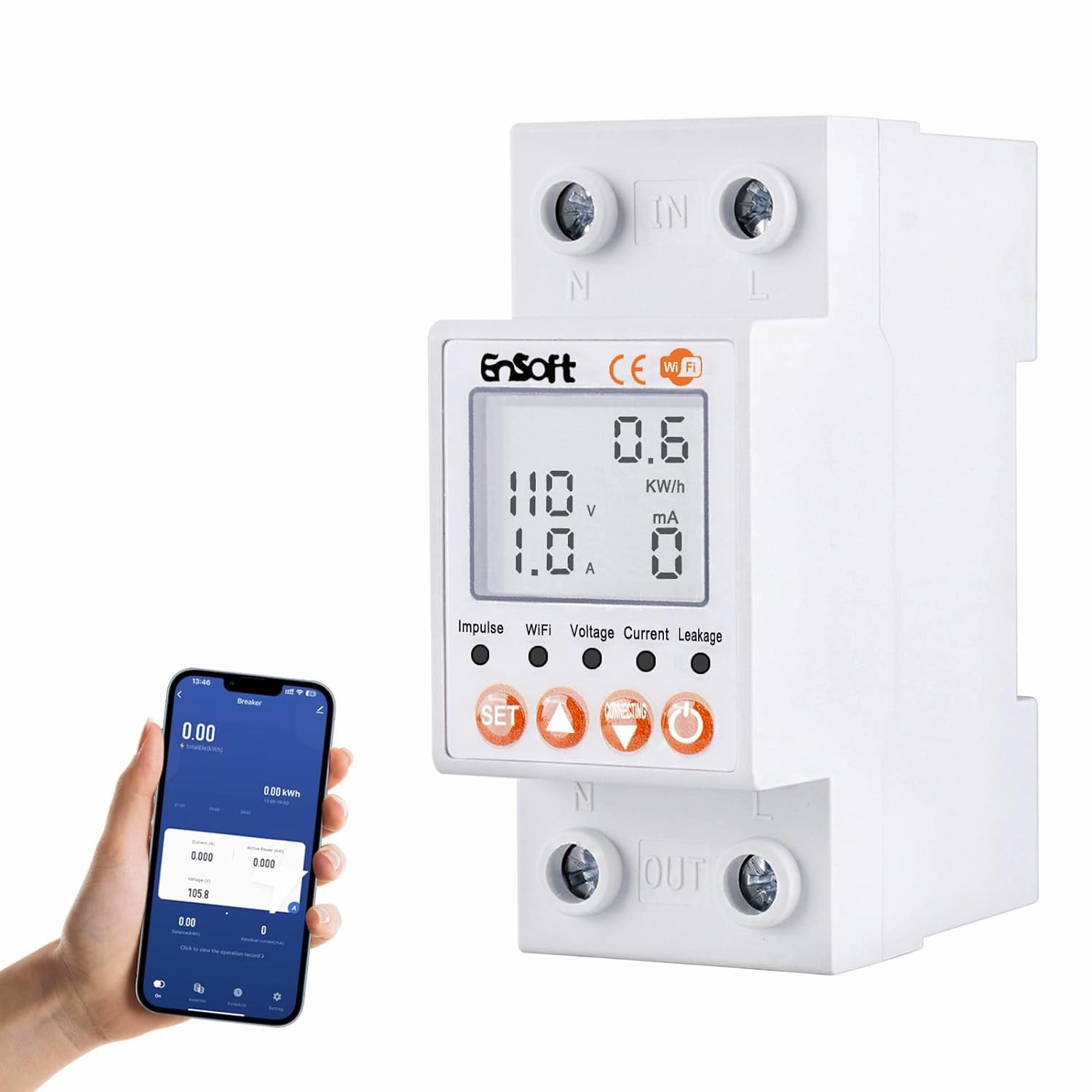 Multi-Functional Smart WiFi Circuit Breaker, Remote Tuya APP Control Circuit Breaker with Leakage, Over Current Over/Under Voltage Protection,Power Meter Energy Monitor and Timer Functions - AC110V