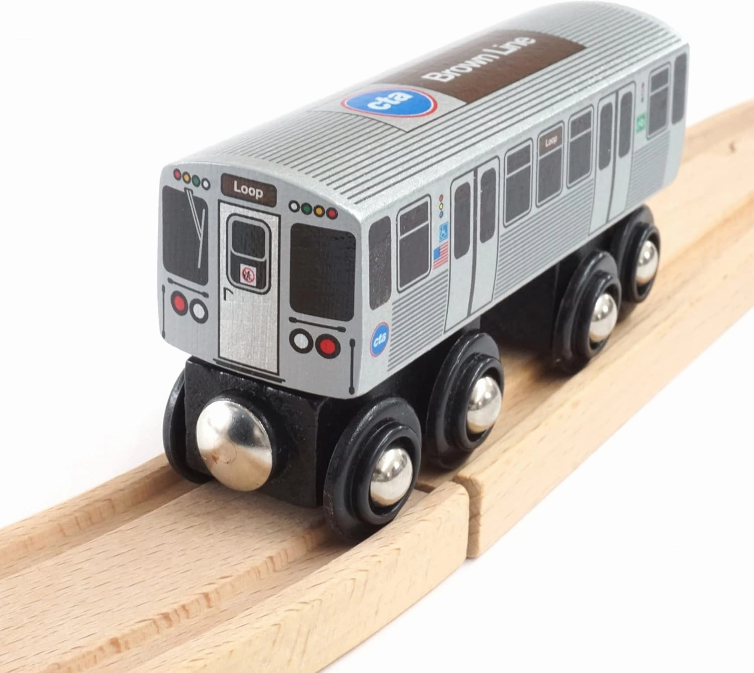 MUNI PALS Munipals Chicago Transit Authority Wooden Railway Brown Line–Child Safe and Tested Wood Toy Train