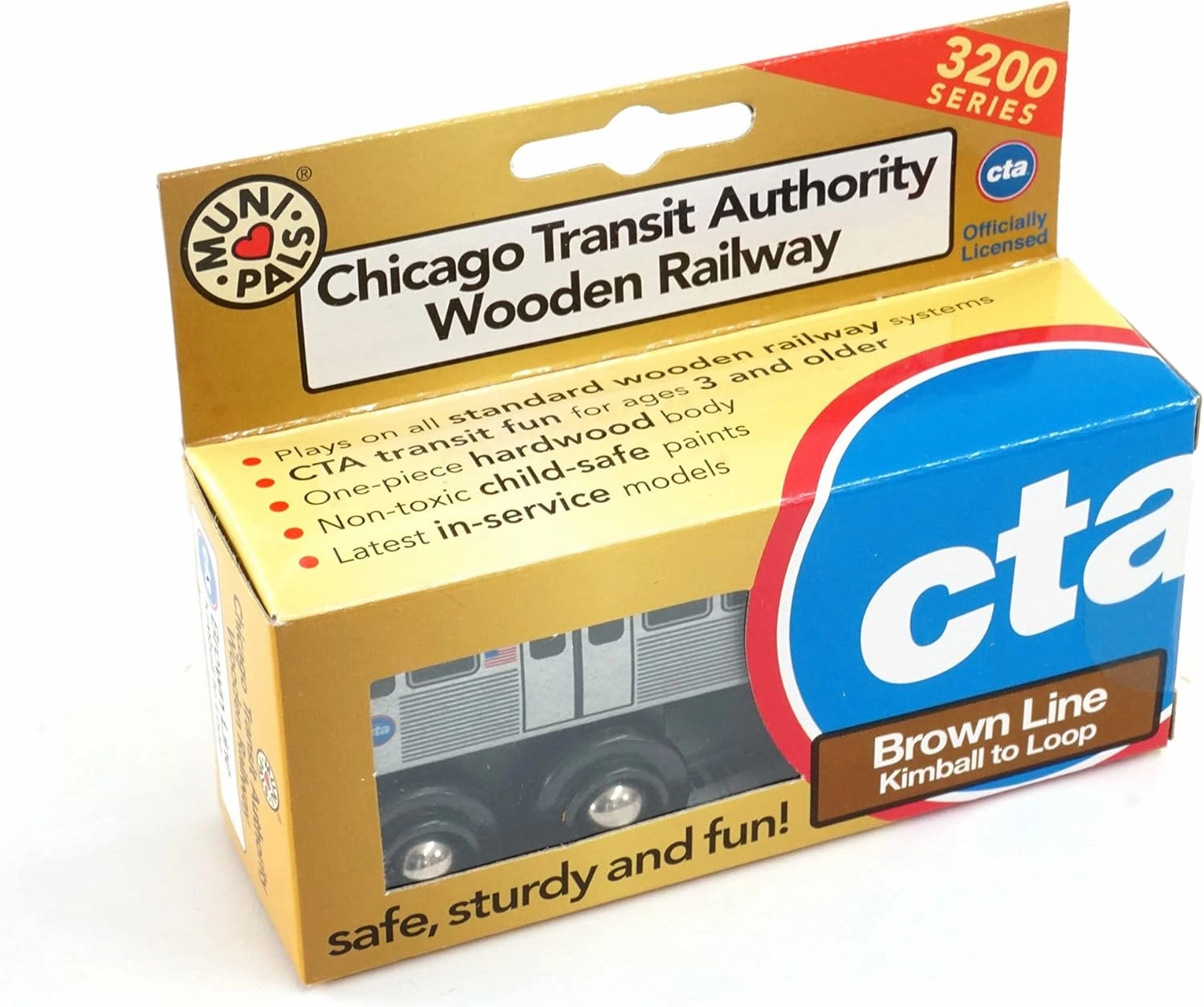 MUNI PALS Munipals Chicago Transit Authority Wooden Railway Brown Line–Child Safe and Tested Wood Toy Train