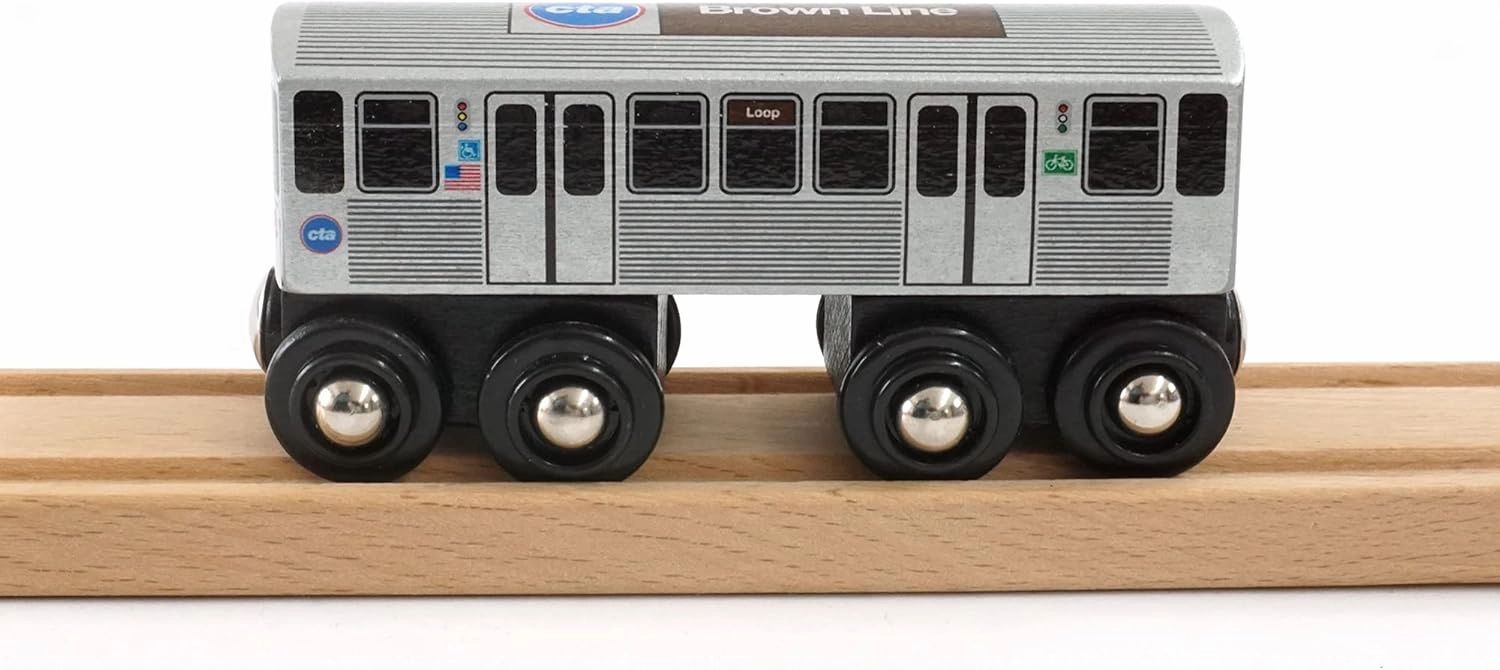MUNI PALS Munipals Chicago Transit Authority Wooden Railway Brown Line–Child Safe and Tested Wood Toy Train