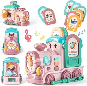Musical Train Toys - 24-in-1 Multi Musical Train with Talking Flash Cards, Learning & Fine Motor Skills Educational Toys for Toddlers 1-3, Girl Birthday Gift