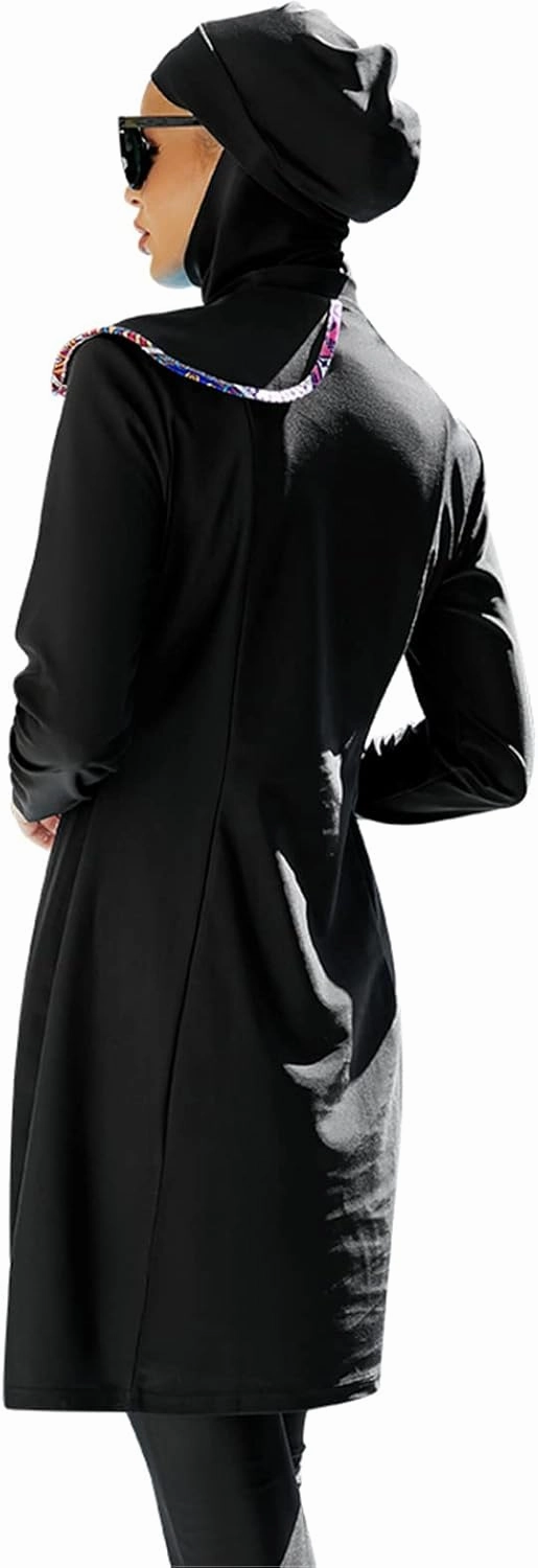 Muslim Modest Swimsuit for Women,Full Cover Swimwear Burkini Islamic Hijab Bathing Suit