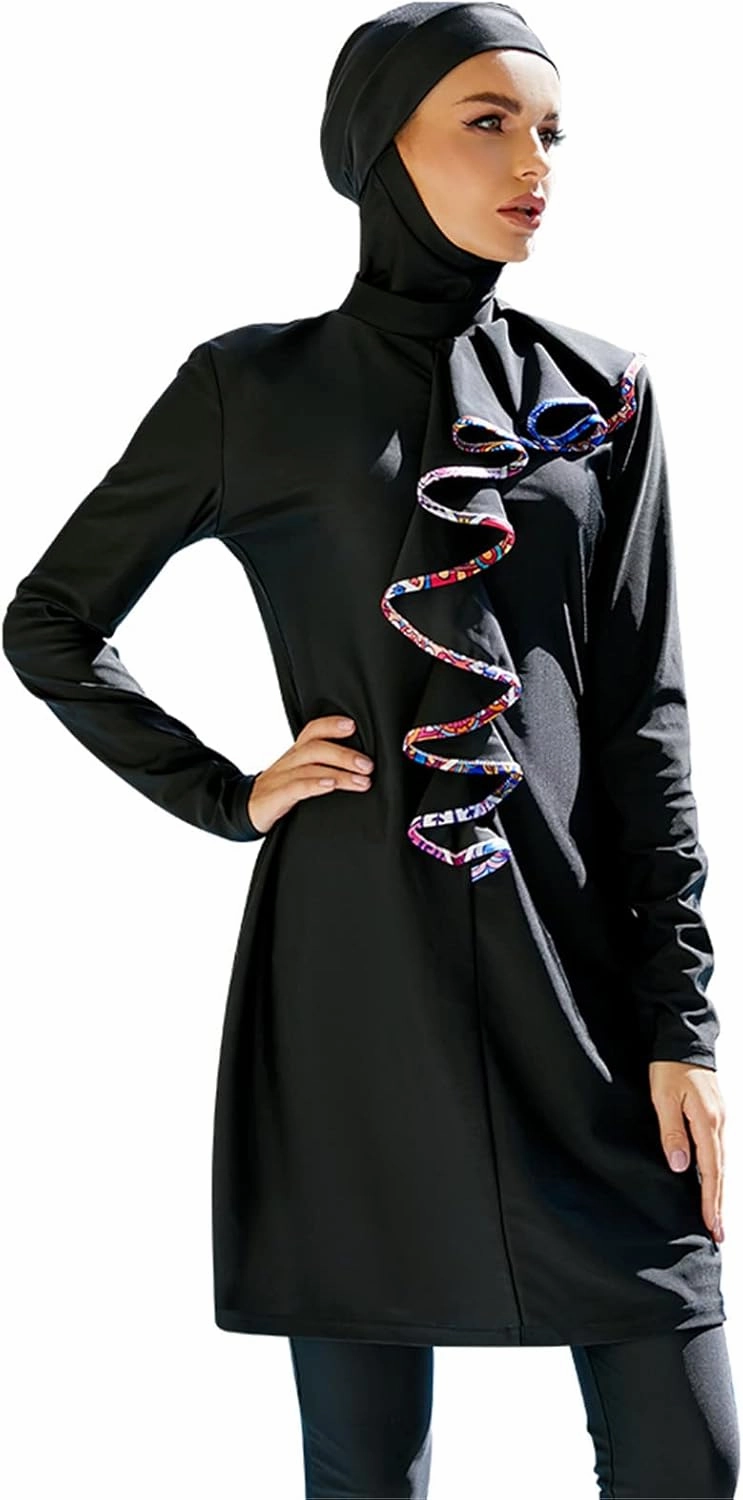 Muslim Modest Swimsuit for Women,Full Cover Swimwear Burkini Islamic Hijab Bathing Suit