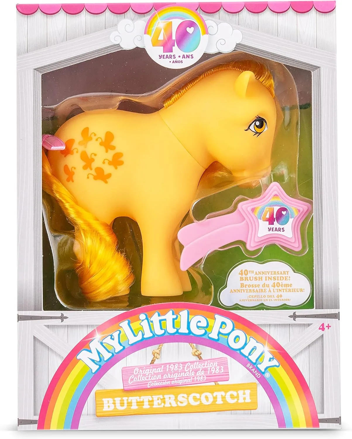 My Little Pony, 40th Anniversary 4-Inch Butterscotch, Original 1983 Collection, Long, Brushable Mane and Tail, Action Figure, Great for Kids, Toddlers, Girls, Ages 4 