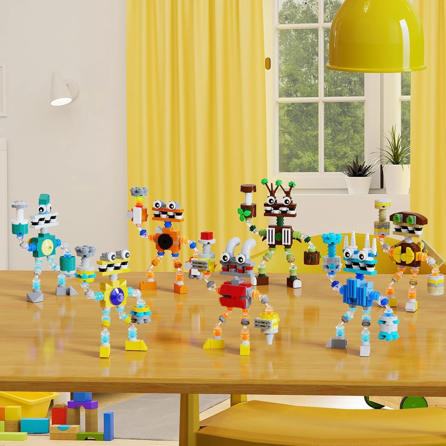 My Funny Sing Monsters Figure Building Block Set, Monsters Singing Game Model Toys Collectible Building Bricks Birthday Gift for Kids Adults Fans (689 Pcs)