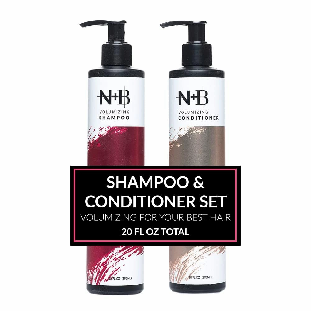 N B Volume Shampoo   Conditioner Set | Sulfate-Free, Paraben-Free | Strengthens, Hydrates, Volumizes, Nourishes | For All Hair Types | USA Made