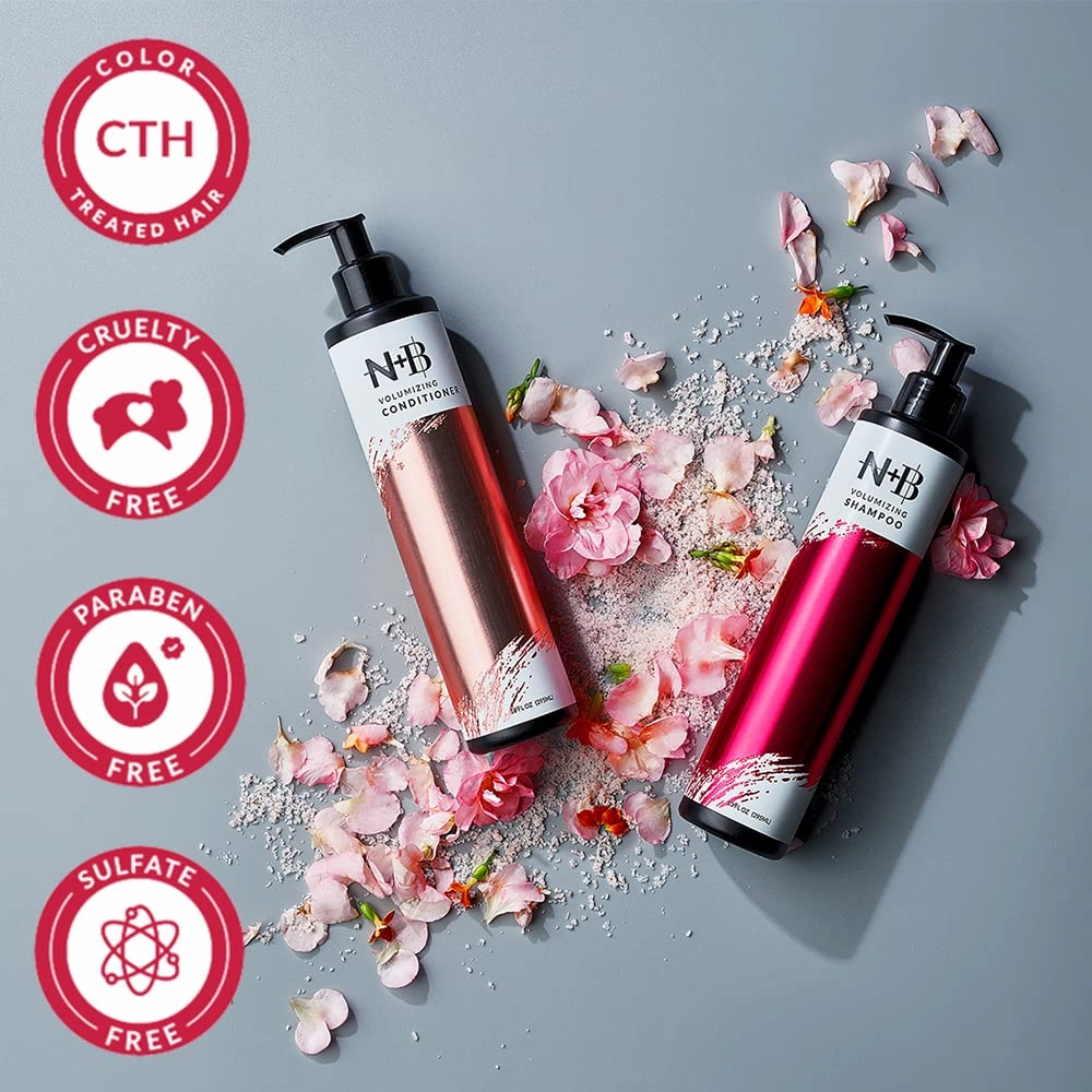 N B Volume Shampoo   Conditioner Set | Sulfate-Free, Paraben-Free | Strengthens, Hydrates, Volumizes, Nourishes | For All Hair Types | USA Made