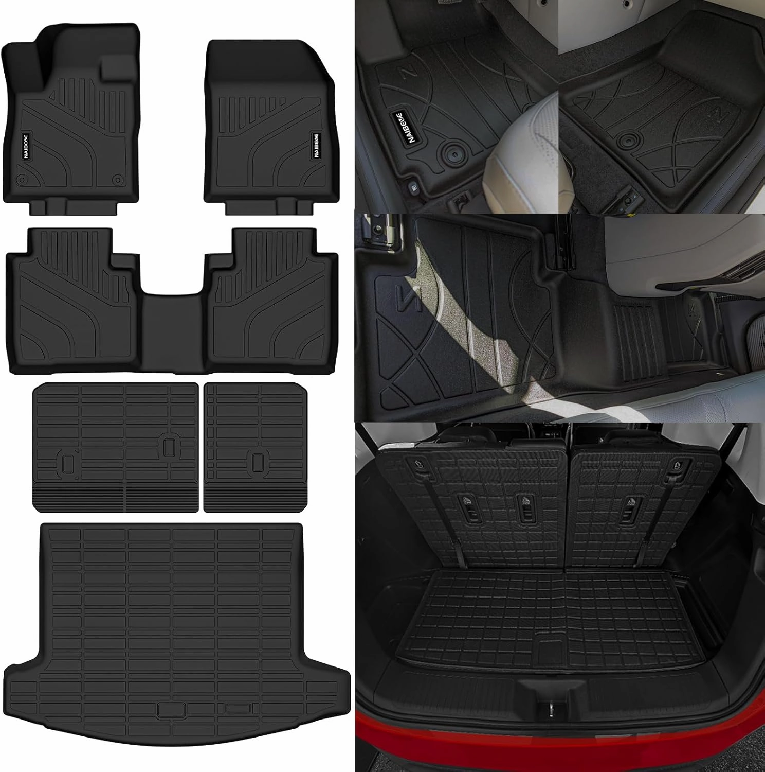 Naibeve Floor Mats for All-New 2024 2025 Lincoln Nautilus- All Weather for All-New Lincoln Nautilus Floor Mats Liner Cargo Mat Trunk Liner Backrest Mats Accessories