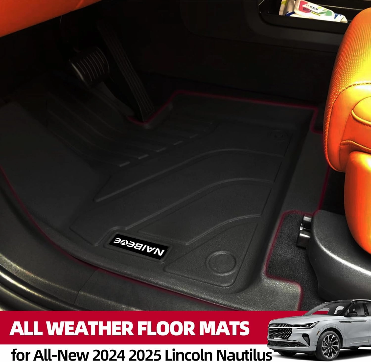 Naibeve Floor Mats for All-New 2024 2025 Lincoln Nautilus- All Weather for All-New Lincoln Nautilus Floor Mats Liner Cargo Mat Trunk Liner Backrest Mats Accessories