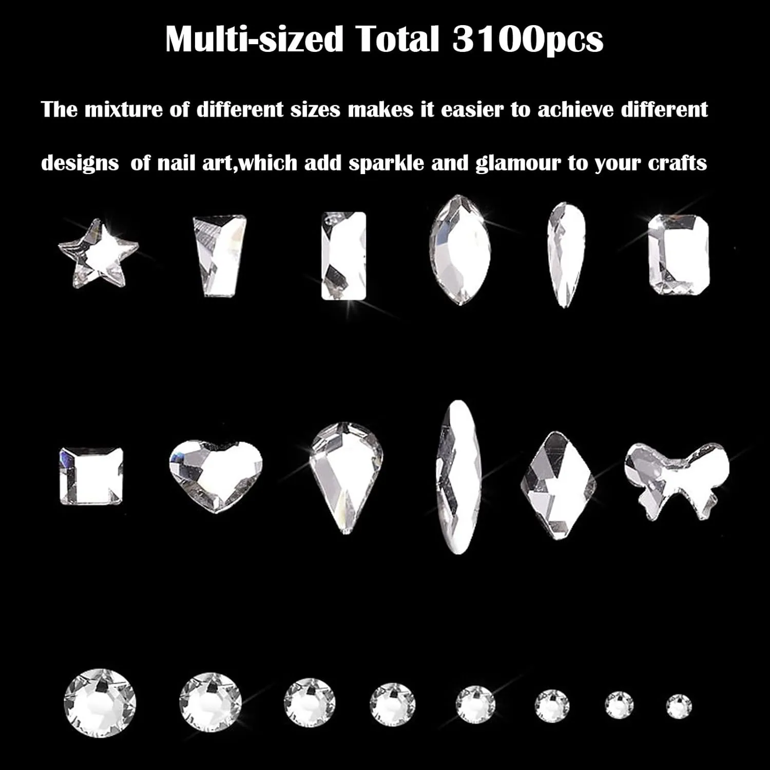 Nail Rhinestones Kit, Nail Art Decorations with Wax Pencil Flat AB Rhinestones Kit DIY Crafts Gemstones for Nail, Shoes, Clothes, Jewels (600 Green diamonds   2500 flat rhinestones)