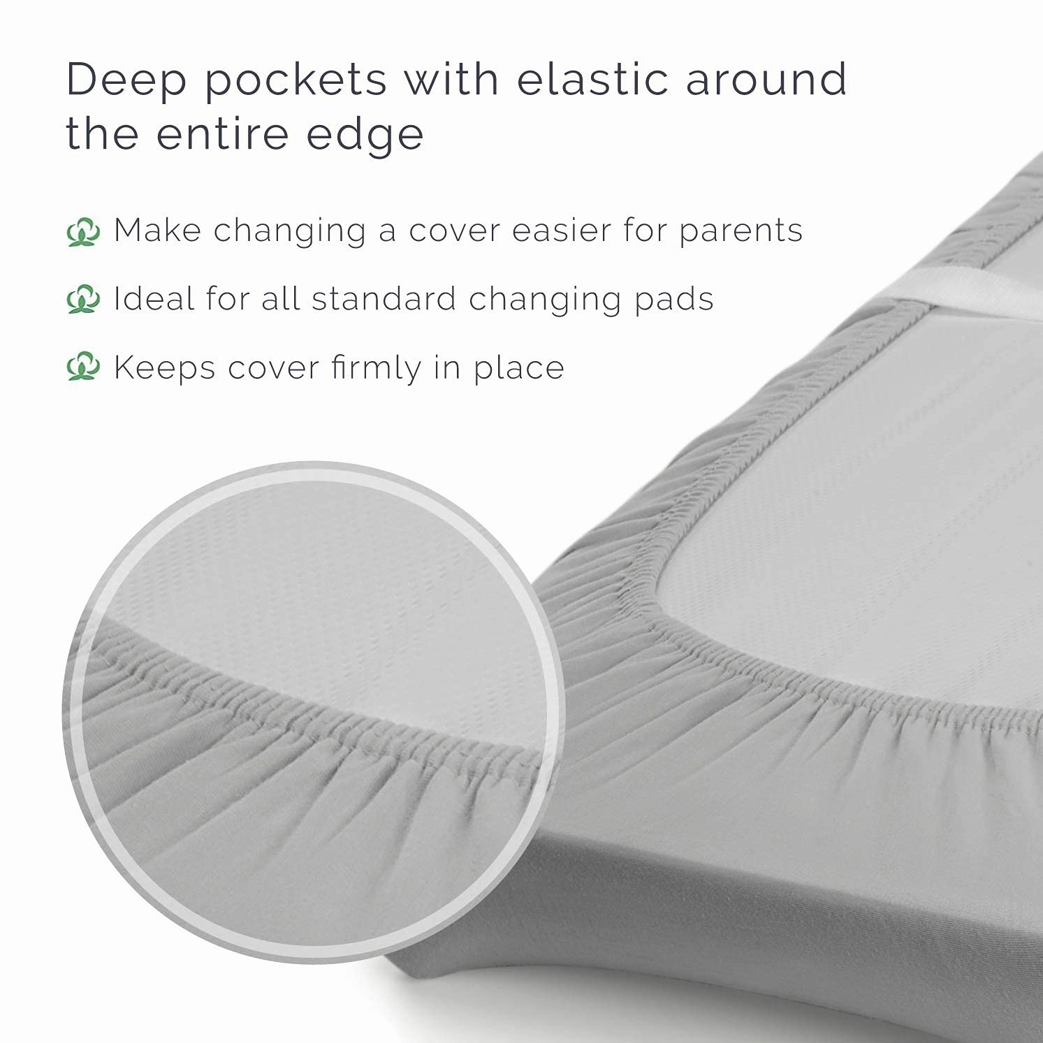 Natemia Organic Cotton Changing Pad Cover - 16x32 - Silky Soft & Hypoallergenic - Fits Cradle & Bassinet - Perfect Baby Shower Registry Gift