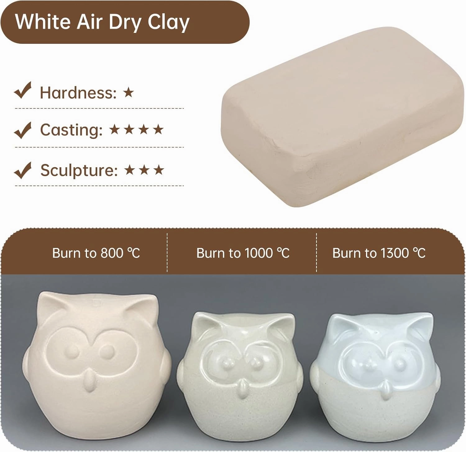 Natural Air Dry Modeling Clay - 5.5lbs Sculpting Kit with Pottery Tools - White Clay for Adults