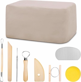 Natural Air Dry Modeling Clay - 5.5lbs Sculpting Kit with Pottery Tools - White Clay for Adults