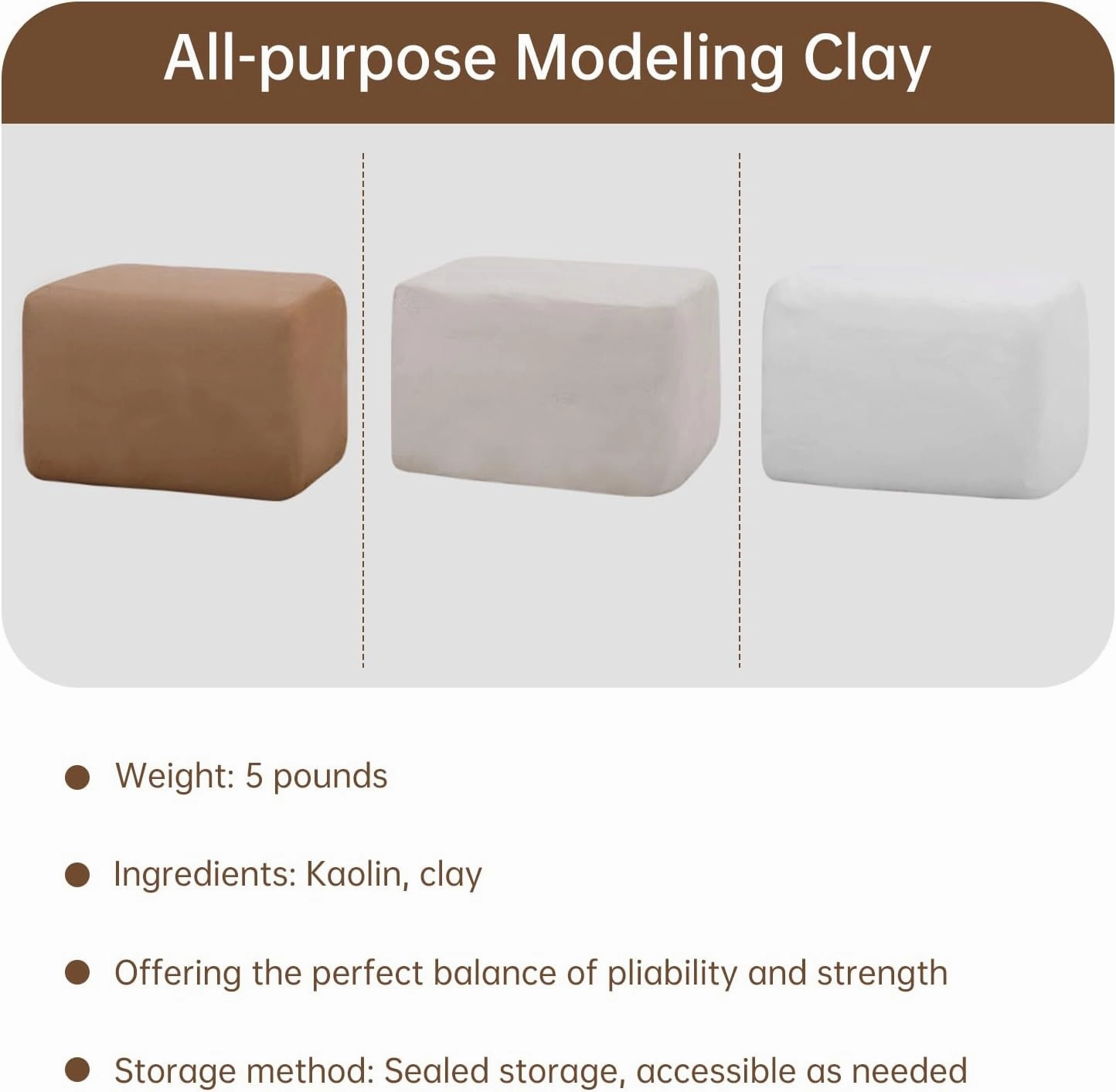 Natural Air Dry Modeling Clay - 5.5lbs Sculpting Kit with Pottery Tools - White Clay for Adults